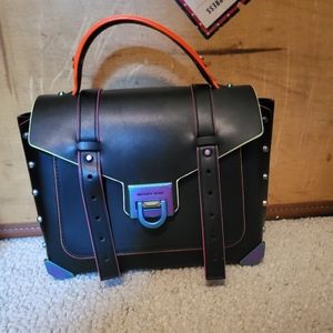 Michael Kors Black Multicolor Manhattan Satchel
